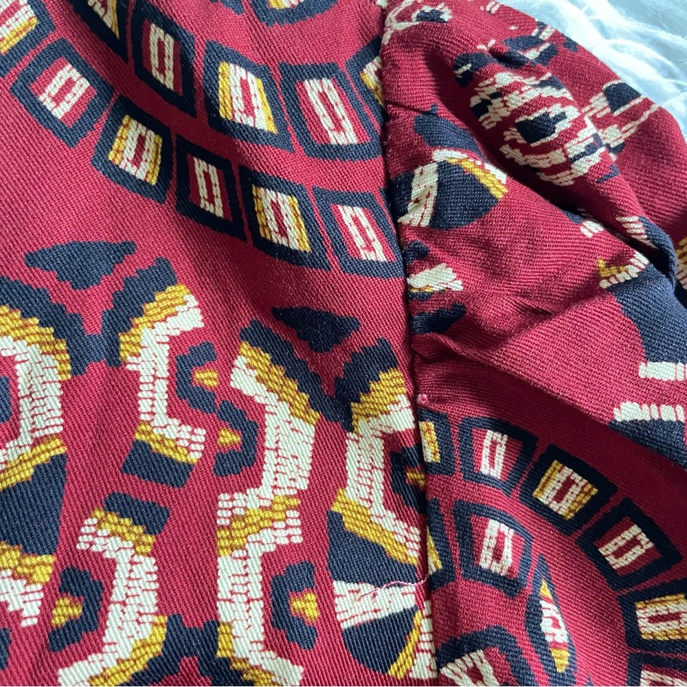 FARM Rio Burgundy Patterned Long Sleeve Mini Dress - Picture 15 of 16
